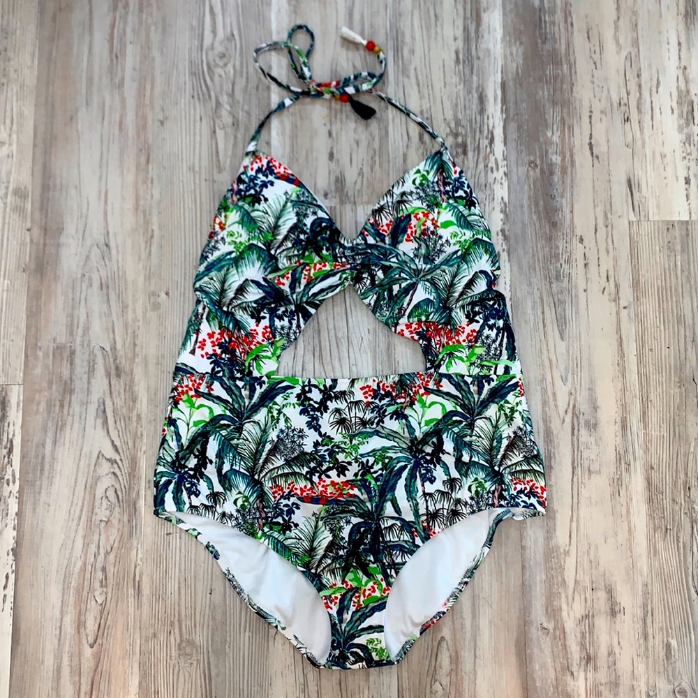 Jessica Simpson Tropical One Piece with front cut out size XL